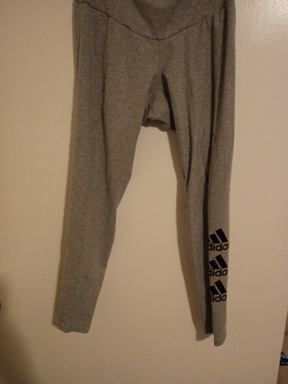 adidas Gray Logo Leggings with Lower-Leg Branding